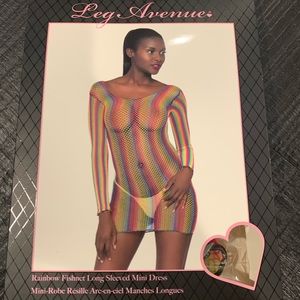 Rainbow fishnet dress